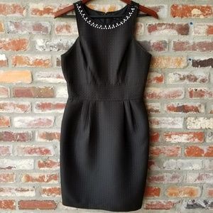 sleeveless textured BLACK lined beaded neckline